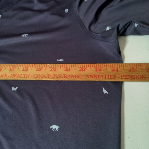 Greyson Polo Shirt Large Blue Short Sleeve Butterfly Frog Pot Leaf Turtle Bear - Picture 5 of 15